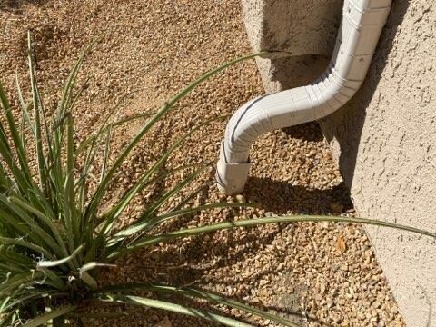 A pipe that is sitting in the dirt next to a plant.